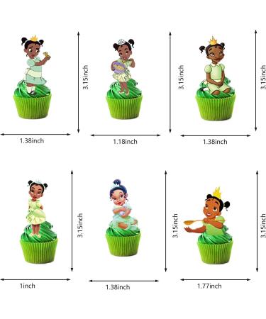 48Pcs Birthday Cake Topper Decoration Supplies for Tiana Children's Cupper Topper for Kids Birthday Party - Buy Online on GoSupps.com
