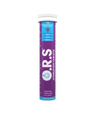 O.R.S Hydration Tablets with Electrolytes Vegan Gluten and Lactose Free Formula Soluble Hydration Tablets with Natural Blackcurrant Flavour 24 Tablets Blackcurrant 1 tube