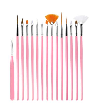 15 pieces nail brush for gelails nail art brush set acrylic nail nail gel brush acrylic nail art brush nail polish brush nail design accessories for nailart uv gel acrylic fingers manicure nail accessories pink