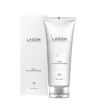 LAGOM Cellup Gel To Water Cleanser Natural Vegan Daily Face Wash with Acacia Seed Omega-3 Gentle Hydrating Herbal Facial Cleansing Treatment for Combination Sensitive Dry Oily All Skin 220ml 7.44oz