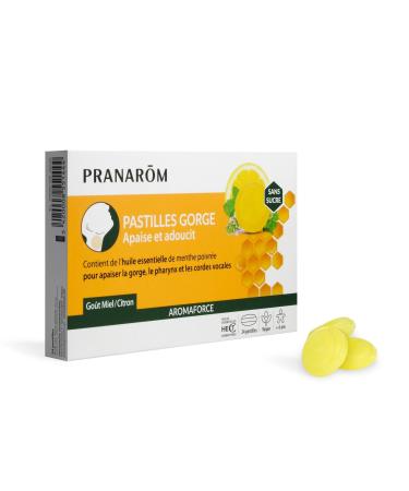 Pranar m Pranar m | Aromaforce | Lemon Honey Throat Lozenges | Soothes and Softens Throat | Vegan | 24 Lozenges | Ages 6 and up 10.0
