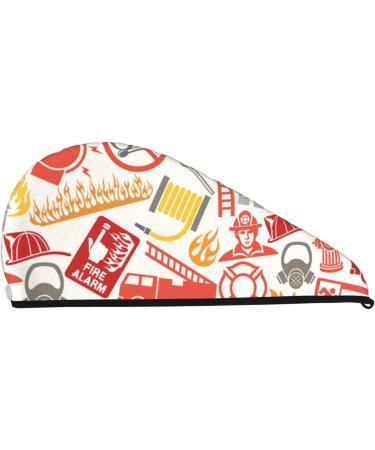 Firefighter Icons Microfiber Hair Towel - Super Absorbent Coral Velvet Wrap for Long Curly & Thick Hair - Buy Online on GoSupps.com