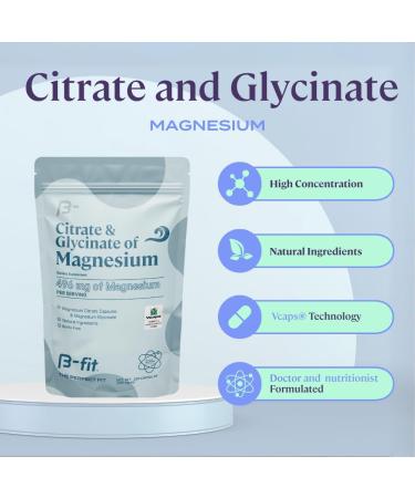 B-FIT B Magnesium Glycinate & Citrate - 220 Capsules - Magnesium Supplement - 496 mg Elemental Magnesium - Supports Sleep and Muscle Recovery - Vegan - High Absorption Formula - 2 Month Supply - Buy Online on GoSupps.com