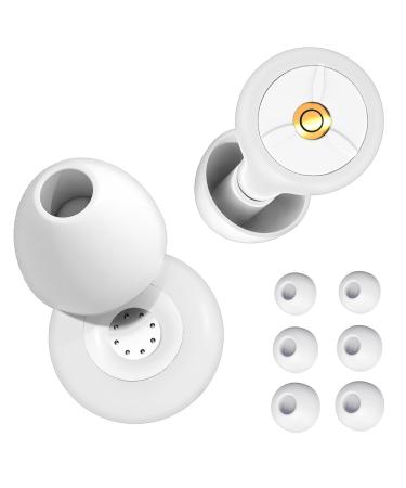 Ear Plugs for Noise Reduction Super Soft Reusable Silicone Earplugs for Sleeping Concerts Work Study - 6 Ear Tips in S M L with Case 30dB High Fidelity Hearing Protection White