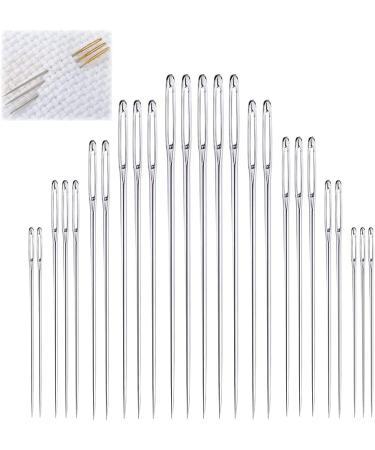 Large Eye Sewing Needles Embroidery Needles Stainless Steel - 25 Pieces with Wooden Needle Case - Buy Online on GoSupps.com