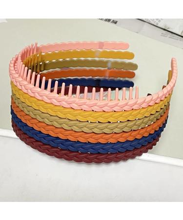 6pcs Comb Thin Headbands for Girls Women Braided Plastic Hairbands with Tooth Pigtail Hair Accessories