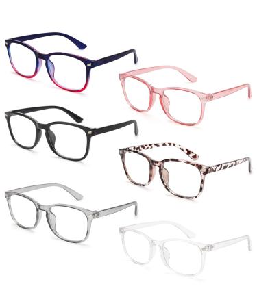 MIGSIR 6 Pack Blue Light Blocking Glasses for Computer Gaming, Fashion Fake Anti Eye Strain Eyeglasses for Women Men (6 pack mix)