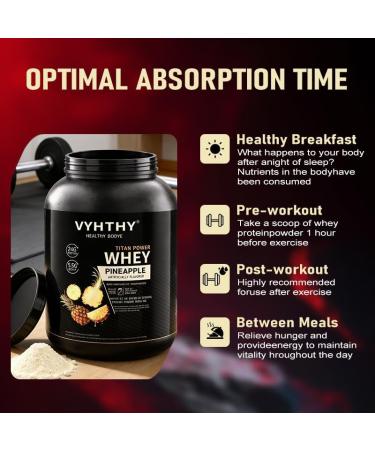 VYHTHY Pineapple Flavored Whey Protein Powder 24g Protein per Serving Fast-Absorbing Concentrated whey Protein Low Sugar Gluten-Free Natural Flavor 3.5lbs(56oz) - Buy Online on GoSupps.com