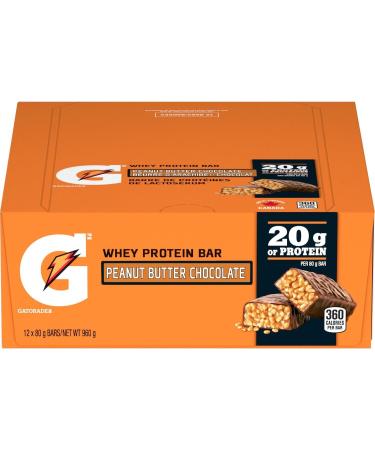 Gatorade Whey Protein Bars - Peanut Butter Chocolate 12 Bars 960 g 12 Count (Pack of 1) Peanut Butter Chocolate - Buy Online on GoSupps.com