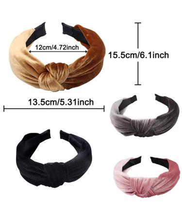 Velvet Wide Knot Turban Headband for Women | Vintage Elastic Hair Hoops | Fashion Hair Accessories in Black - Buy Online on GoSupps.com