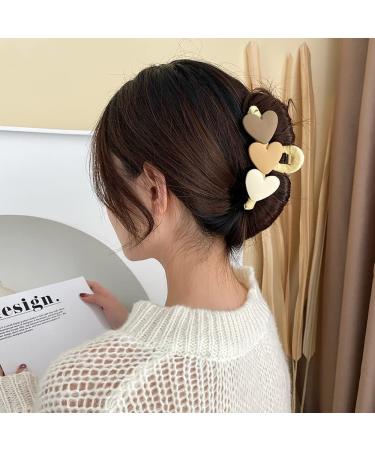 Sweet Heart Shape Acrylic Hair Claw Crab Clip for Women and Girls - Bohemia Hair Accessories in Khaki - Buy Online on GoSupps.com