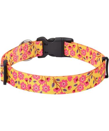 Mihqy Adjustable Soft Nylon Dog Collar - Comfortable Yellow Flower Design for Small to Medium Dogs & Cats (L Neck 38-63 cm) - Buy Online on GoSupps.com