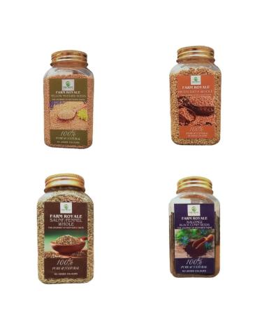 Farm Royale Spice Combo||Yellow Mustered Methi Dana Whole Saunf/Fennel Whole Kalongi/Black Cumin ||(200gm 250gm 200gm 200gm)||100% Pure and Natural||Export Quality||Hand picked materrial