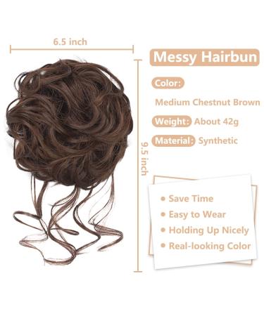 Deethens Messy Hair Bun Scrunchie - Curly Updo Ponytail Chignon Hairpiece in Medium Chestnut Brown - Buy Online on GoSupps.com