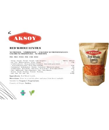 Aksoy Red Whole Lentils 1.25KG 1.25 Kilograms - Buy Online on GoSupps.com