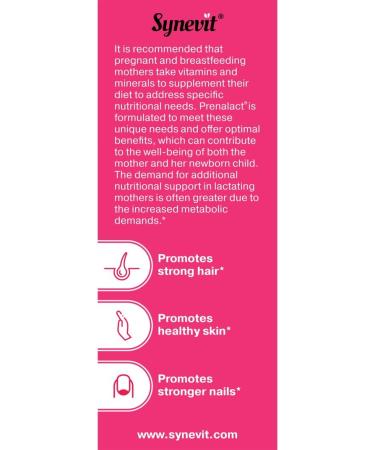 Synevit Prenalact : Prenatal & Lactation Supplement | 19 Essential Vitamins & Minerals for Pregnancy & Breastfeeding | Supports Mother & Baby | 60 Capsules - Buy Online on GoSupps.com