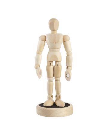 Artist Manikin Posable Figure - 4.5 Magnetic Wood Mannequin Form for Human Figure Drawing - Full Body Mini Wooden Art Model on Stand - Life Drawing Supplies 4.5" Magnetic