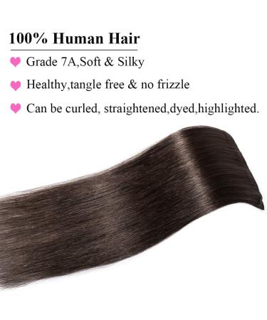 Clip In Hair Extensions - Remy Human Hair Double Thick Dark Brown #2 (16 40cm 40g) - Real Hairpiece for Effortless Volume - Buy Online on GoSupps.com