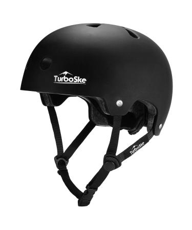 TurboSke Skateboard Helmet, BMX Helmet, Multi-Sport Helmet, Bike Helmet for Kids, Youth, Men, Women Black S/M (20.5