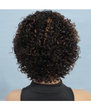 UDU Ombre Short Curly Human Hair Wig | Highlighted Piano Color Side Part for Black Women (P1B/30) - Buy Online on GoSupps.com
