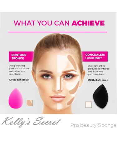 Kelly's Secret Cosmetics Beauty Sponge Blender - Latex Free Non-Allergenic Makeup Sponges for Foundation Blush Concealer & More (3 Pack) - International Shipping - Buy Online on GoSupps.com