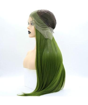 Serene Wigs 66 cm Olive Green Lace Front Wig - Heat-Resistant Synthetic Straight Wig for Women & Drag Queens - Buy Online on GoSupps.com
