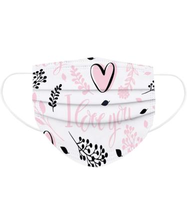 10/50PCS Valentines Day Disposable_Face_Masks Floral Designs for Adults 3 Layer Covers with Nose Wire for Women Men 008-50PCS - Buy Online on GoSupps.com