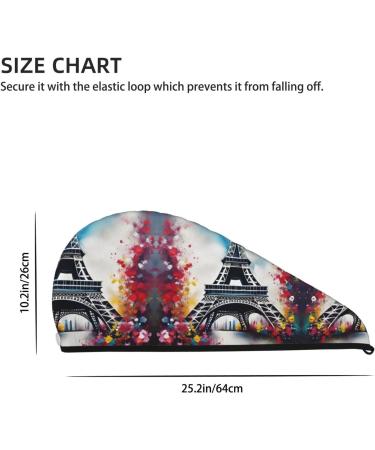 Eiffel Tower Painting Coral Velvet Dry Hair Cap - Anti Frizz Quick Drying for Curly & Thick Hair - Black - Buy Online on GoSupps.com