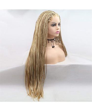 24-Inch Lace Front Synthetic Wig for Black Women - Blonde Micro Braids with Baby Hair - Heat Resistant Box Braids - Buy Online on GoSupps.com