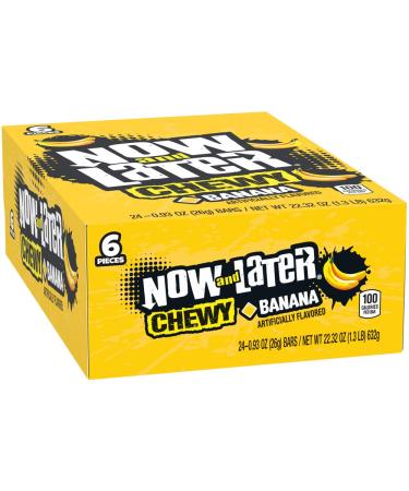 Now and Later Now & Later Soft Taffy Chewy Fruit Chews, (Pack of 24) Banana 0.93 Ounce (Pack of 24)