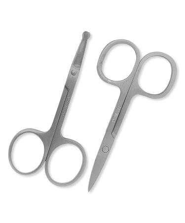 Groovy Trimming Scissors - Facial Hair Small Rounded Safety Tip Grooming Scissors for Men Women - Good for Eyebrow Nose Hair Mustache Beard Eyelashes and Ear Trimming