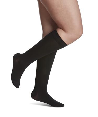 Sigvaris Women’s Style Soft Opaque 840 Closed Toe Calf-High Socks 15-20mmHg - Black - Medium Short Black Medium Short