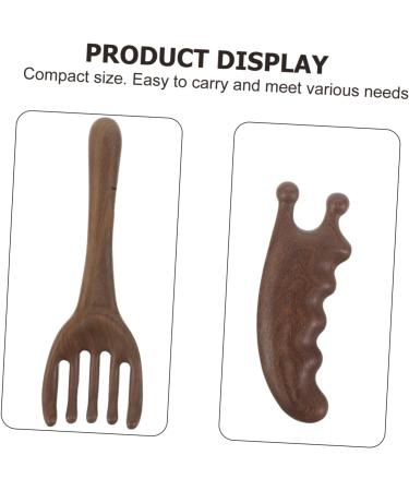 2pi ces Peigne De Massage Bois Naturel Pour Chevelu Avec Dents Larges Outil De Soin Des Cheveux Design - Buy Online on GoSupps.com