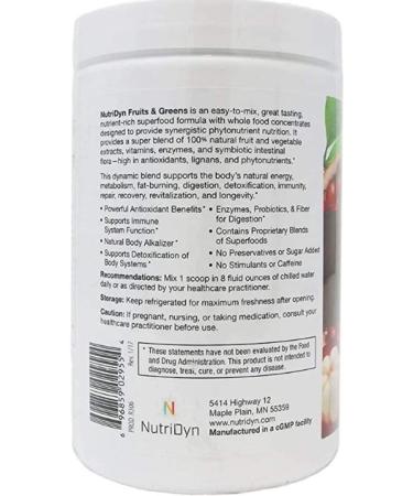 Certified Organic NutriDyn Fruits & Greens Berry Flavor with Acai, Gogi, Mangosteen, Noni & Pomegranate - 304.8g - Buy Online on GoSupps.com