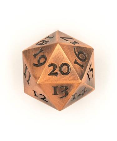 Extra Large Solid Metal D20 Spindown / Countdown Dice Bronze Copper Life Counter for MTG Magic The Gathering Commander EDH Extra Heavy