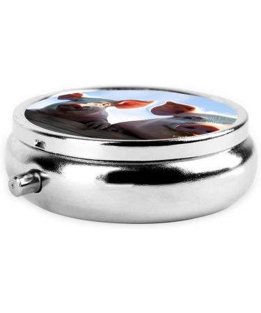 Funny Pig Round Pill Box - 3 Compartment Mini Travel Organizer for Medicine & Vitamins | Portable Decorative Purse Case - Buy Online on GoSupps.com