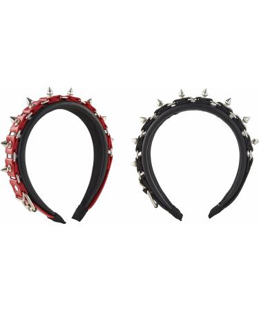 amangul Spiked Headband Gothic Tiaras Rivet Headband Rock Headband For Men Punk Headband Steampunk Leather Spiked Headpiece(Red) - Buy Online on GoSupps.com