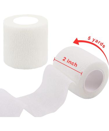 BQTQ 2 Inch Cohesive Bandage Wrap Tape - Self Adherent Stretch Wrap for Ankle Sprains - Ideal for Human and Animals - White (8 Rolls) - Buy Online on GoSupps.com