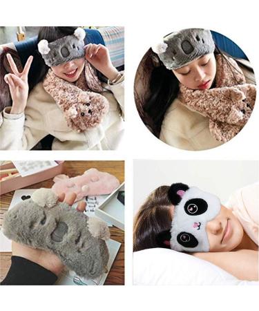 2 Pack Cute Animal Sleep Masks for Girls - Panda and Koala Blindfold Eye Covers for Women - Soft Plush Travel Nap Accessories - Buy Online on GoSupps.com