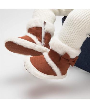 Sonsage Infant Baby Snow Boots | Anti-Skid Ankle Booties for Newborn Toddler | Winter Warm Crib Shoes 12-18 Months | Brown - Buy Online on GoSupps.com