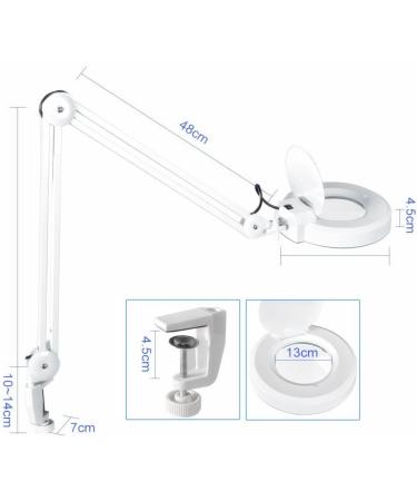 Funtell Magnifier Vertical Clip Floor Stand Lamp Magnifier Lamp Light Adjustable Beauty Adjustable Swivel Arm 2.25X Magnifier Lamp Light(White+Table) - Buy Online on GoSupps.com