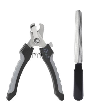 Dudi Pet claw scissors for dogs cats - also for rabbits rabbits & guinea pigs - claw cutter with safety mechanism - nail scissors set including claw grinder - small small black/gray