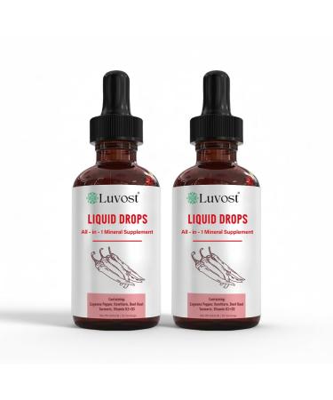 Luvost Liquid Drops with Cayenne Pepper Hawthorn Berry Beet Root Turmeric Berberine & Vitamins D3 + K2 Supports Circulation Heart & Vascular Wellness 60 ml (Pack of 2)