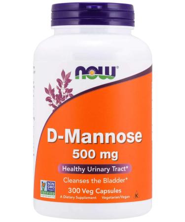 Now D-Mannose 500 mg, 300 Capsules - Vegan, Non-GMO
