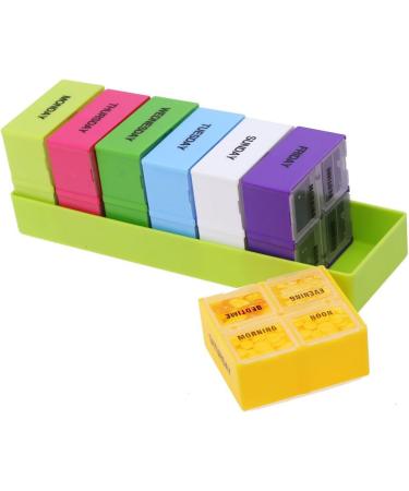 GARASANI Weekly Pill Organizer - 4 Compartments per Box 7 Boxes for Easy Medication Storage | International Shipping Available - Buy Online on GoSupps.com