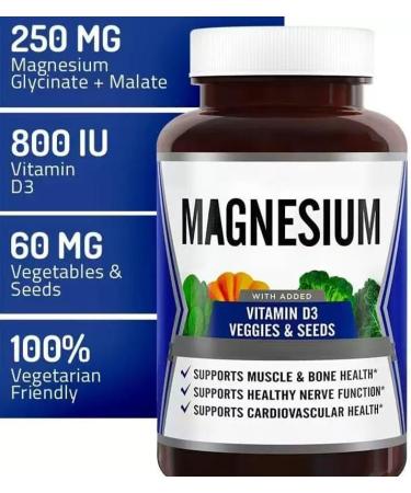 Magnesium Glycinate Promotes Bone Nerve and Muscle Health Supports Cardiovascular Health Vegetarian Formula - Buy Online on GoSupps.com