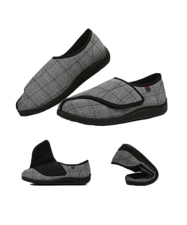 Diabetic Slipper with Adjustable Closures for Swollen Feet Soft and Comfortable Suitable for Elderly People Black (Women 8) Black WOMEN 8
