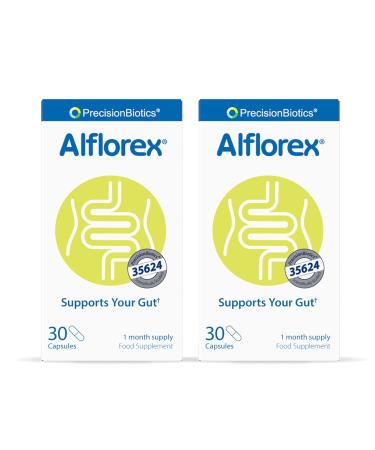 Alflorex Original Daily Gut Health Probiotics - Contains Bifidobacterium Longum Bacterial Culture Strain 35624 No Refrigeration Required - 60 Capsules