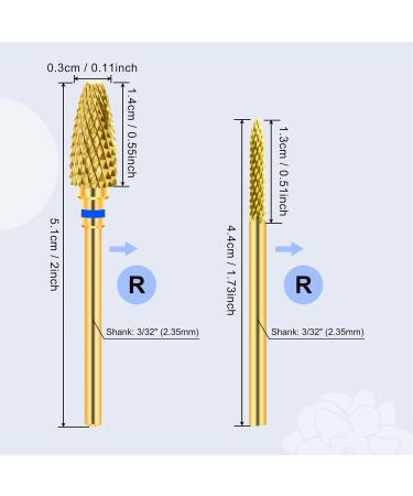 CGBE Nail Miller Attachments - 2 Pcs Wolframcarbid Bits for Gel Acrylic Nails | Medium Grain Gold Milling Cutter 3/32 | Manicure & Pedicure Tools - Buy Online on GoSupps.com