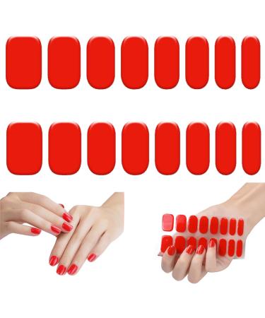 Gel Nail Stickers Semi Cured Gel Nails Self Adhesive Nail Stickers Full Wraps Nail Polish Strips Stick On Gel Nails Art Bright Red - Buy Online on GoSupps.com